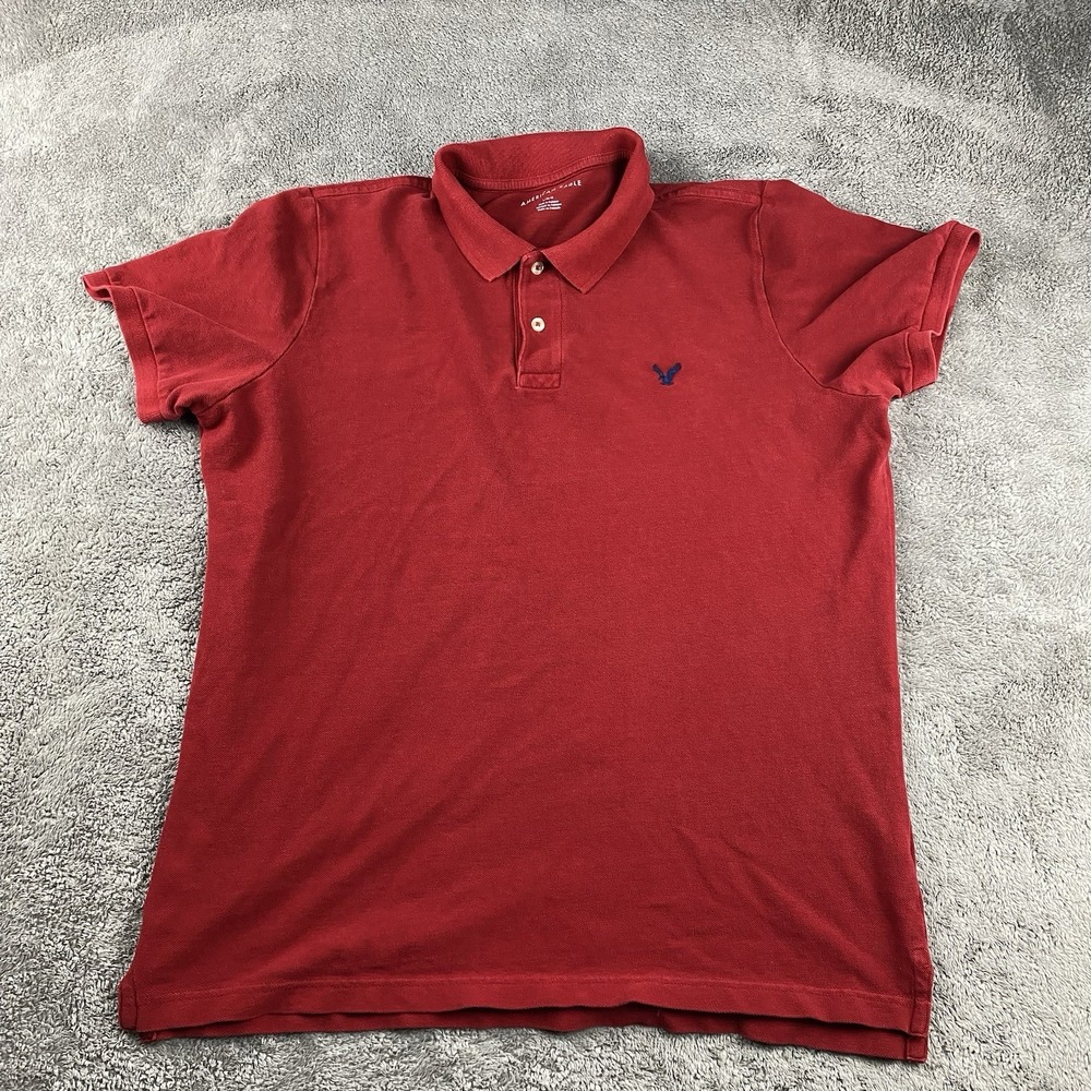 American Eagle Outfitters Polo Shirt Mens Large Red Short‎ Sleeve
